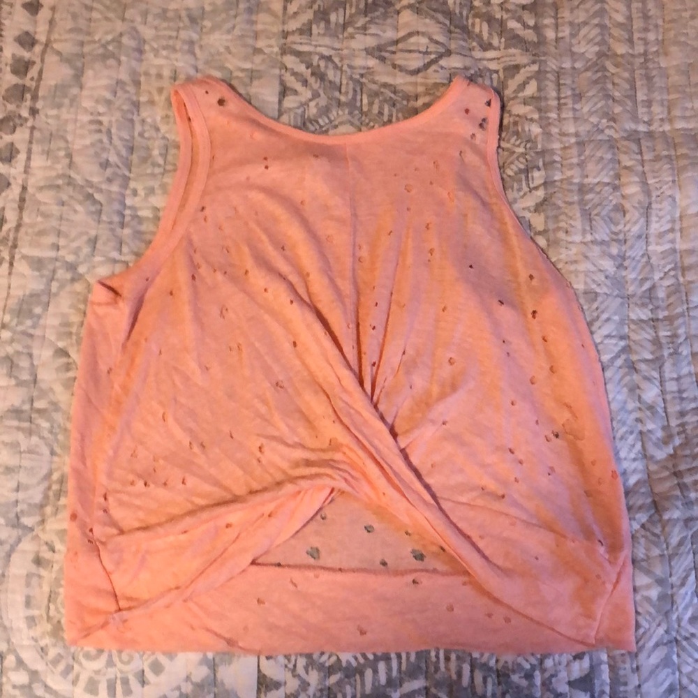 Peach colored cropped tank top